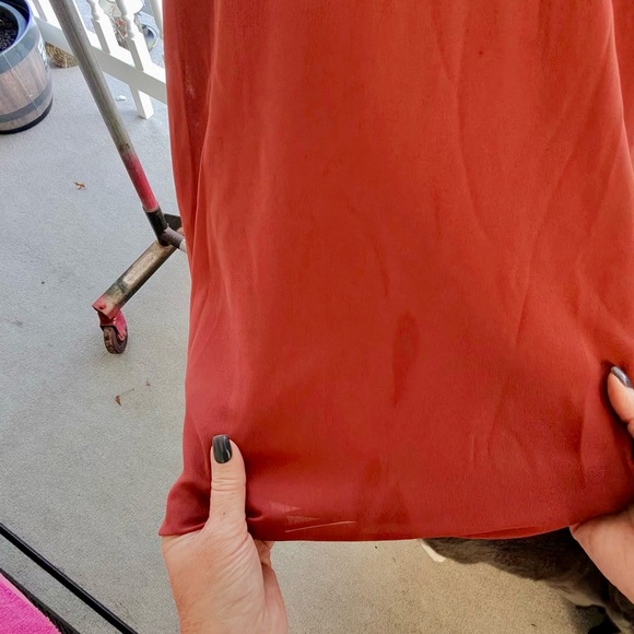 Elegant Rust Ruffle Dress - Picture 6 of 6